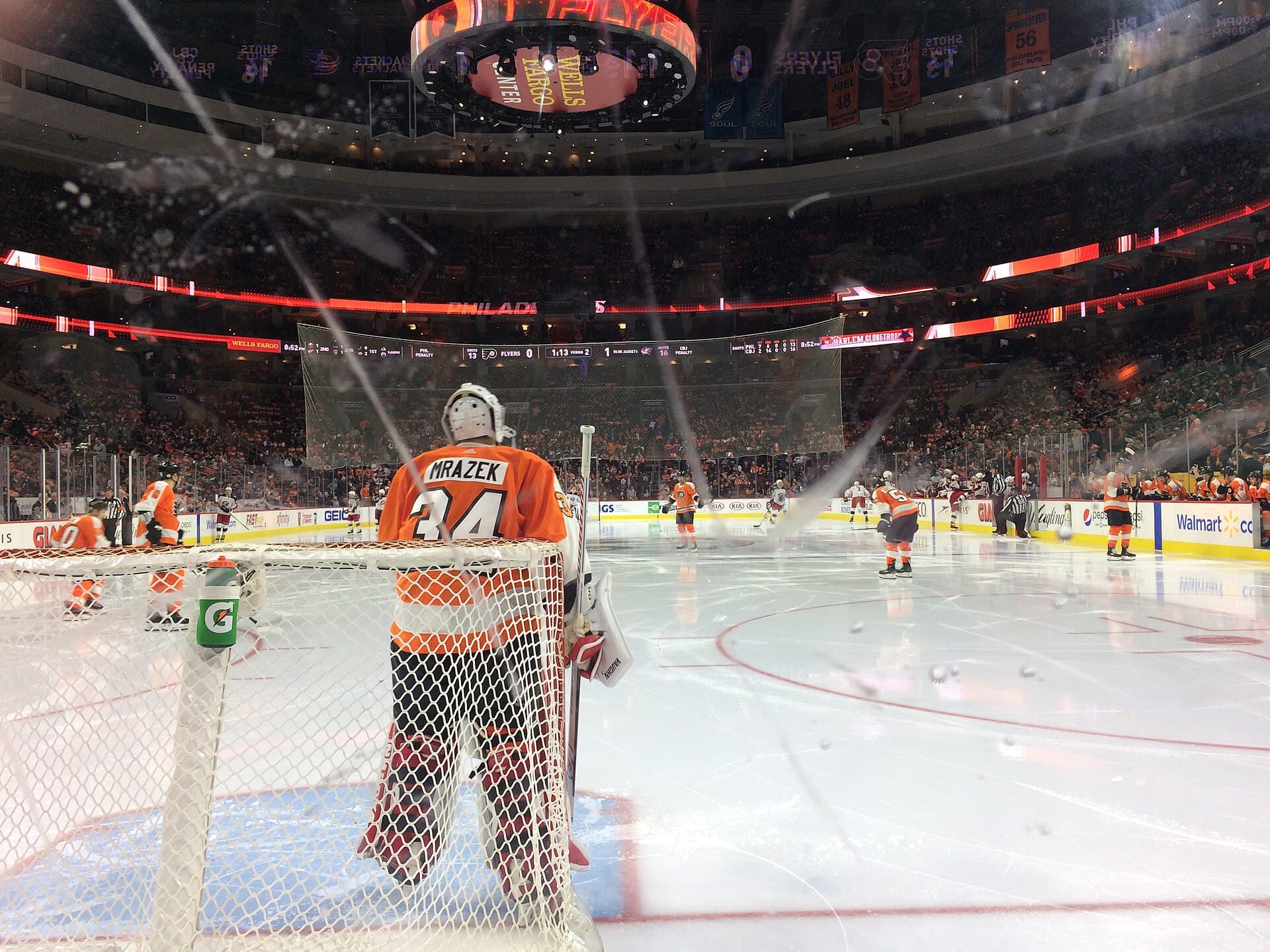 Philadelphia's Wells Fargo Center rink viewed from ice level